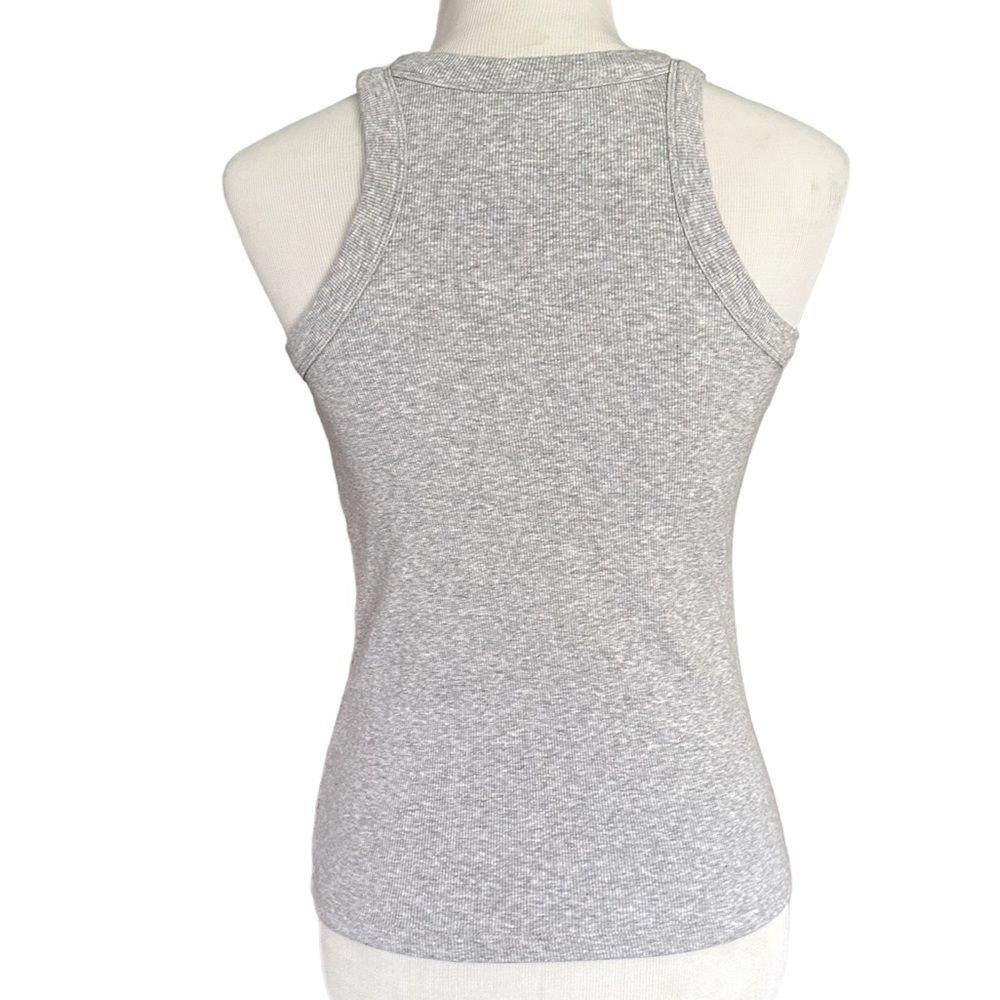 Loft Gray Ridged Textured Razorback Casual Tank Top Shirt Top - Picture 2 of 3